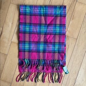 Plaid Pink and Blue Cashmere Scarf